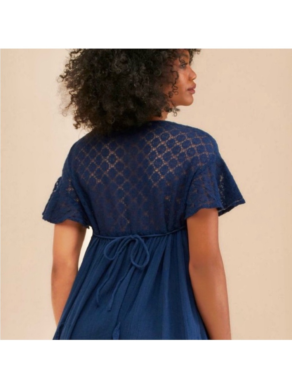 Free People "Bring the Romance" lace-bodice maxi dress Navy Medium - Picture 2 of 10